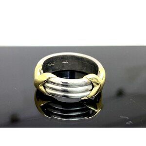 Women's Wedding Band Platinum 18k Yellow Gold XX 6mm Cocktail Ring Size 7